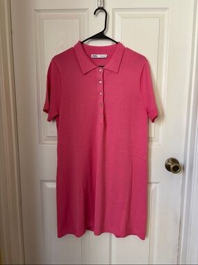 Zara Hot Pink Polo Shirt Dress